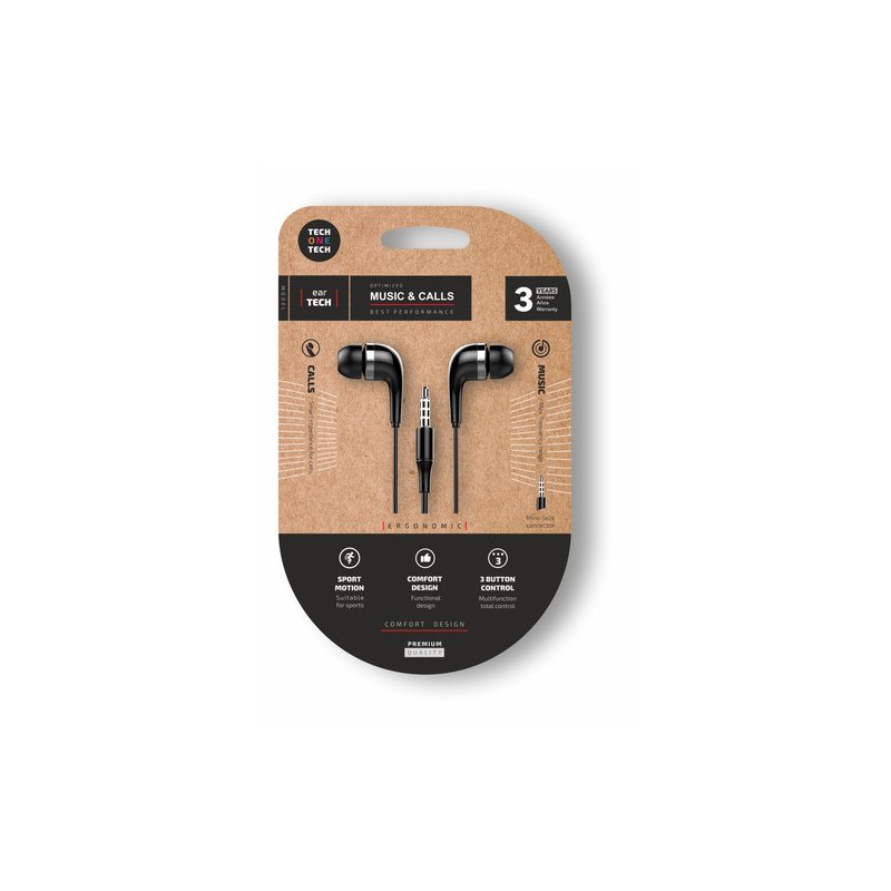 AURICULARES TECHONE BOTON JACK NEGRO