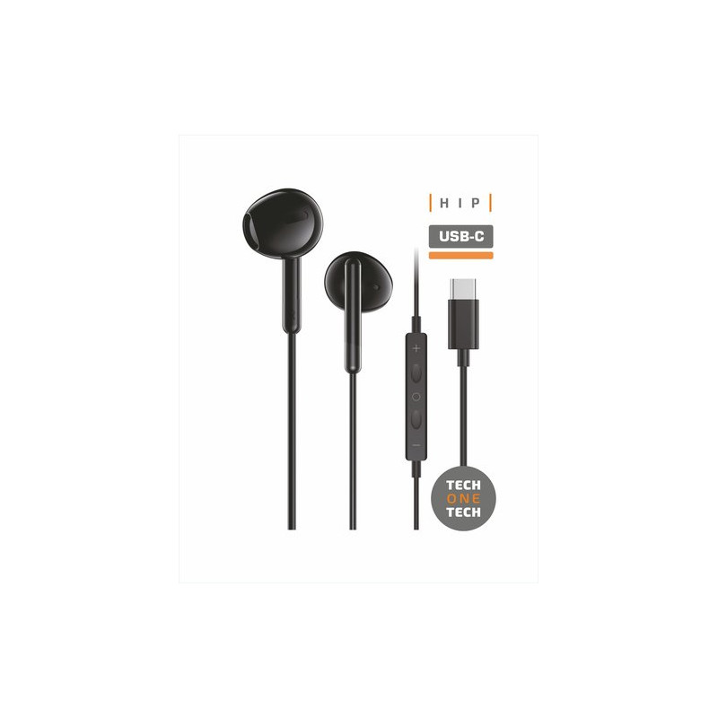 AURICULARES TECHONE BOTON USB-C NEGRO
