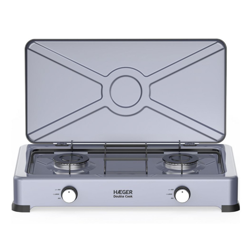Cocina Portatil Haeger GC02E022A, 2 Fuegos, Gas, B