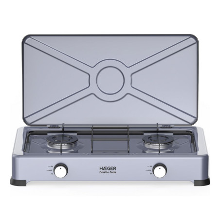 Cocina Portatil Haeger GC02E022A, 2 Fuegos, Gas, B