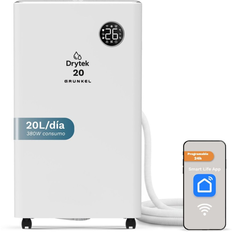 Deshumidificador Grunkel DH20DT, 20L, Wifi