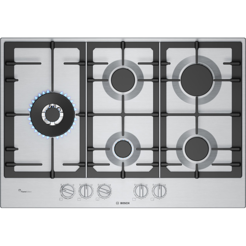 Encimera Bosch PCS7A5I90, 5 fuegos, 75cm, acero
