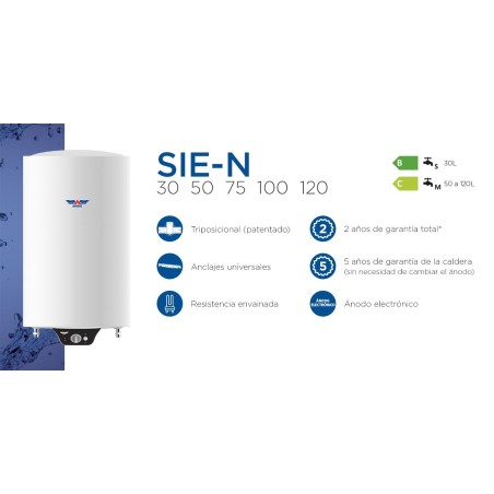 Termo Electrico Aparici SIE075N, 75L, Triposiciona