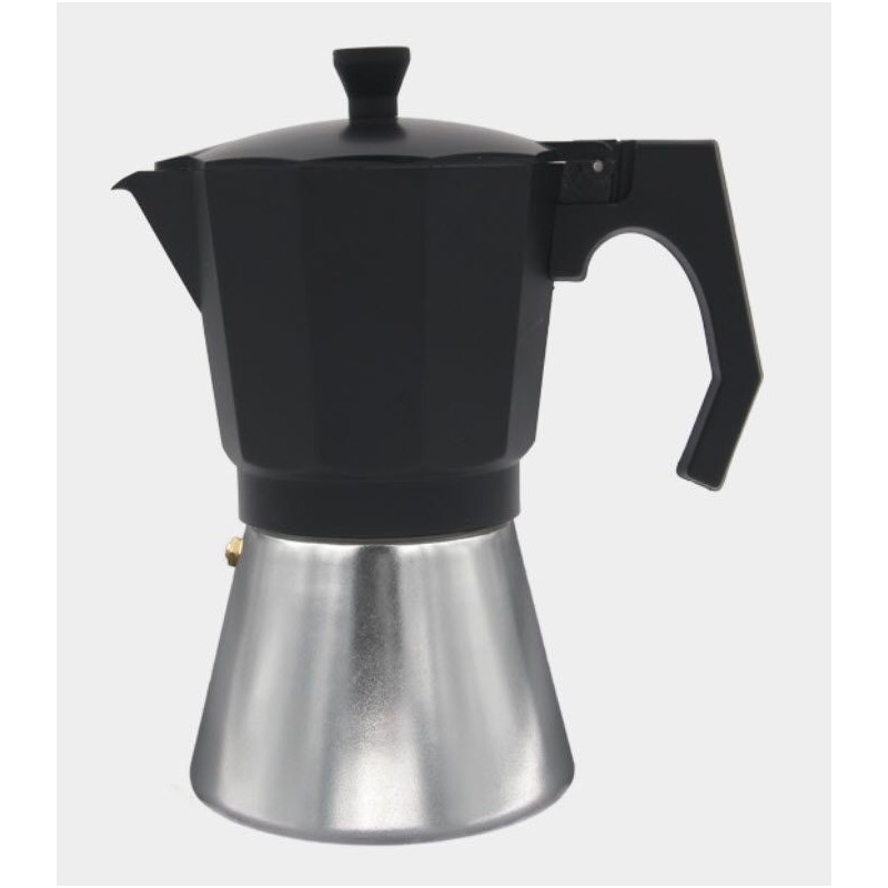 Cafetera Aluminio Bastilipo MOKKA12N, 12 t, Negra