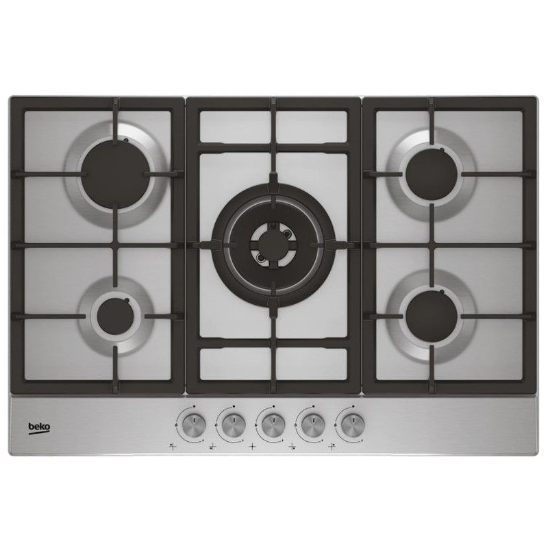 Encimera Beko HIAW75225SL, 5 fuegos, inox, 75cm