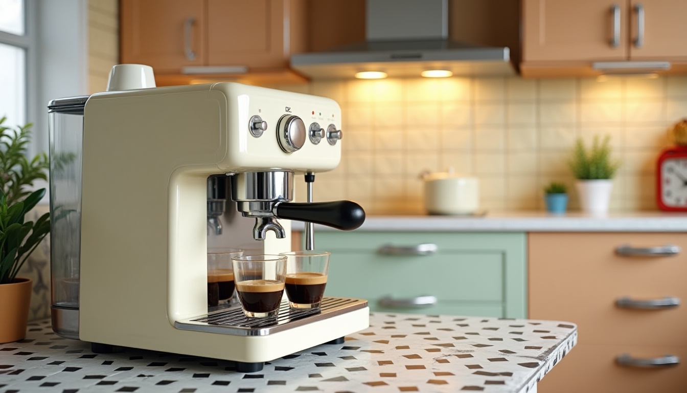 cocina con cafetera retro